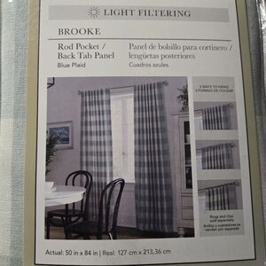 Brooke Blue Plaid Light Filtering Curtains